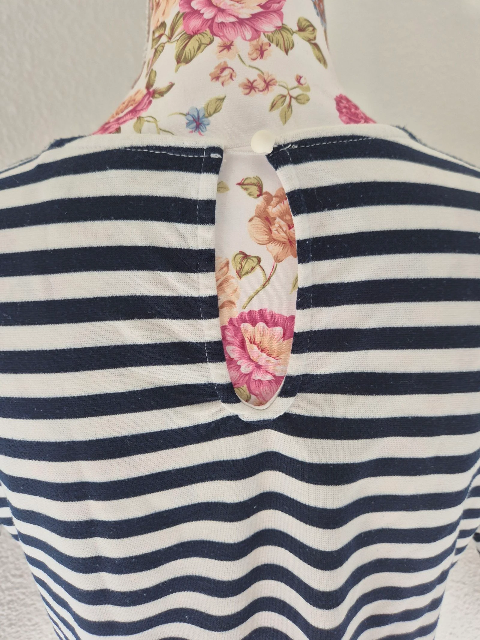 ✨ T-shirt marinière Jus d'Orange T4 branco & azul marinho com renda – estilo náutico – mangas 3/4 – photo 4